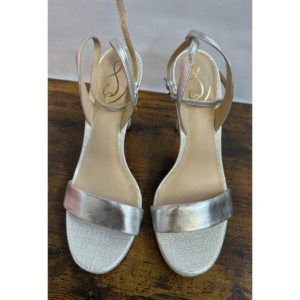Sam Edelman Leather Jade Silver Metallic Platform Stiletto Pumps Size 11 M Heels - Picture 2 of 16
